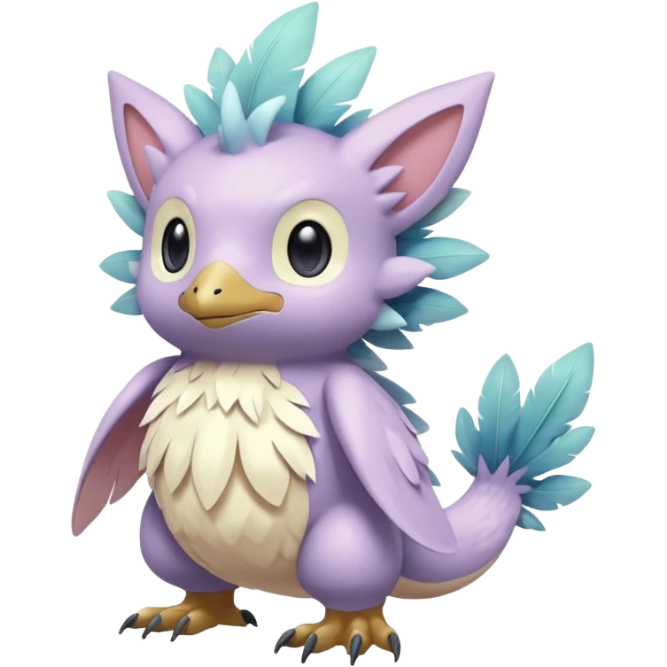 Feathery Silky Fluffy Pastel-colored Dreamy Pokémon-Fakémon-Digimon-Creature, (full body) emoji