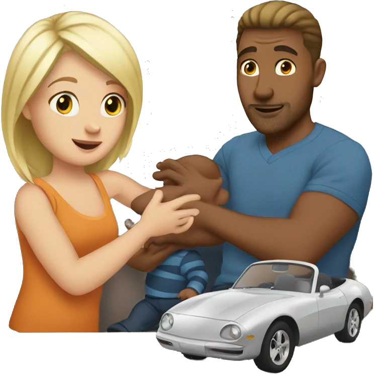 blonde dad plays cars with babyson emoji