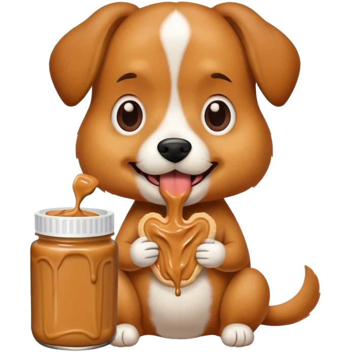 Dog eating peanut butter emoji