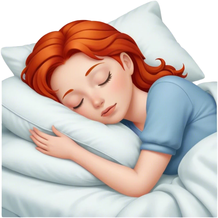 Red head asleep in bed emoji