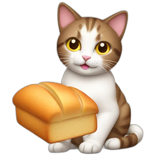 A cat holding a bread  emoji