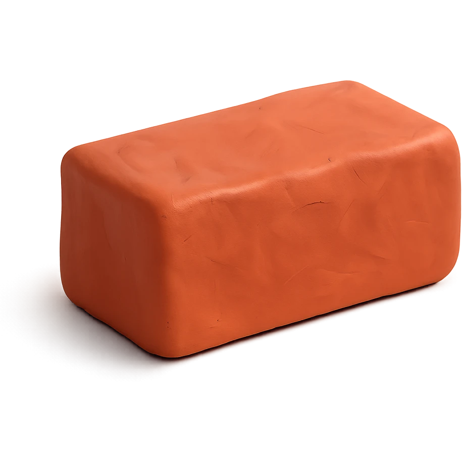 a single clay brick, matte plasticine look, visible fingerprints emoji