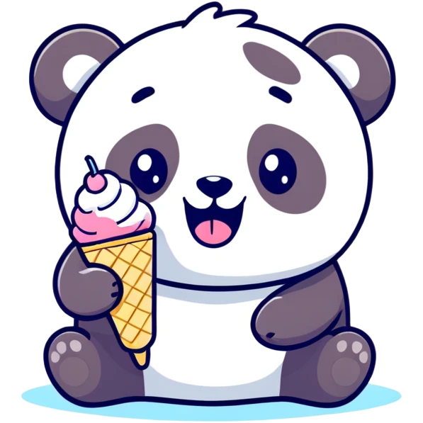 Panda eating ice cream emoji
