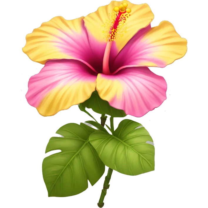 yellow and pink hibiscus flower emoji