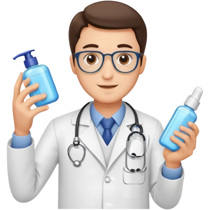 doctor man holding skincare products emoji