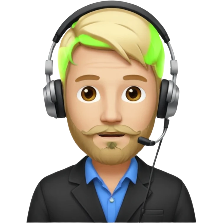 a sales agent with headphones and beard blonde hair emoji
