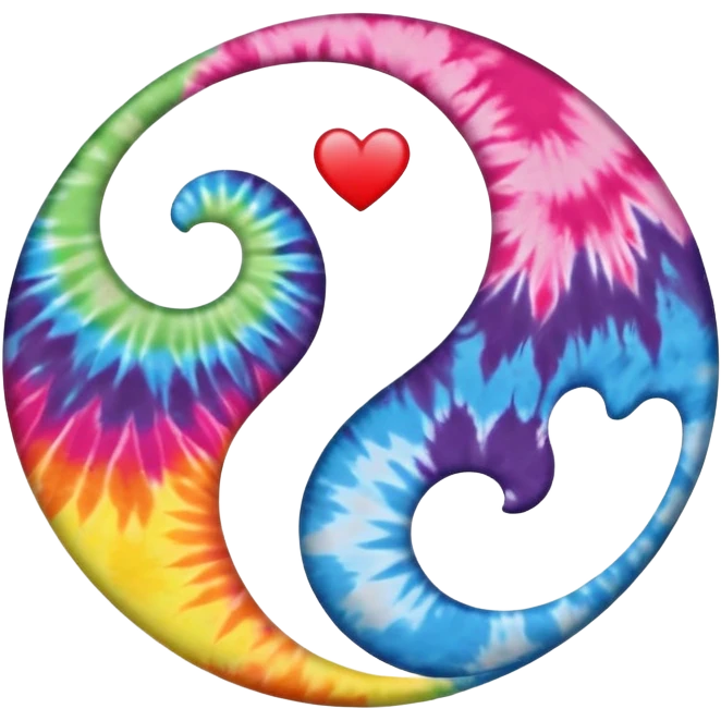 Tie dye ying yang with hearts as the opposite  emoji