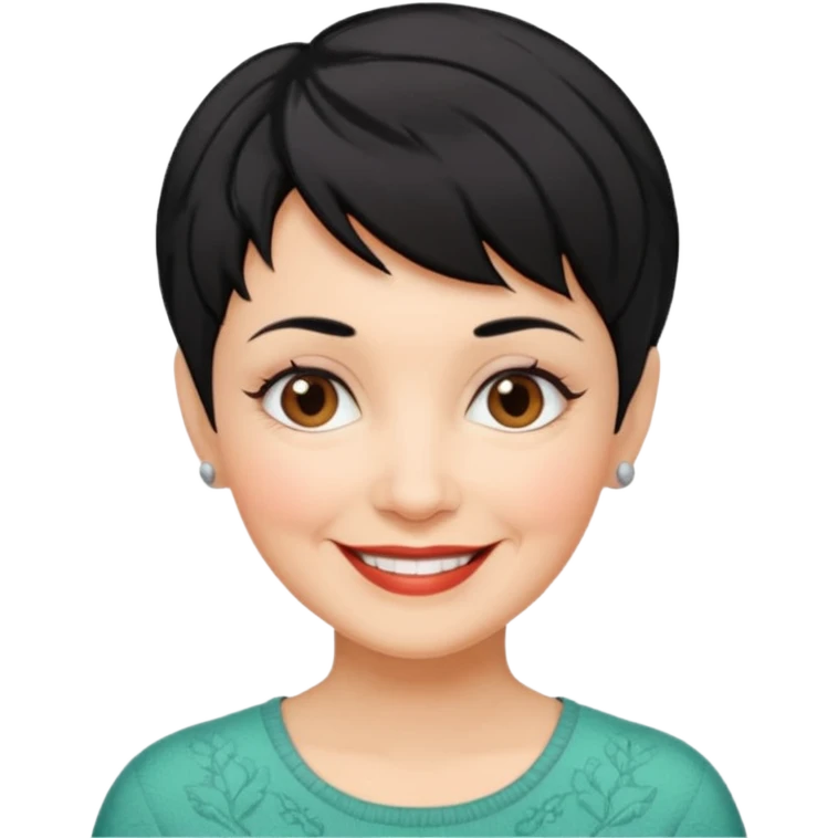 mujer mayor pelo negro pixie cut emoji