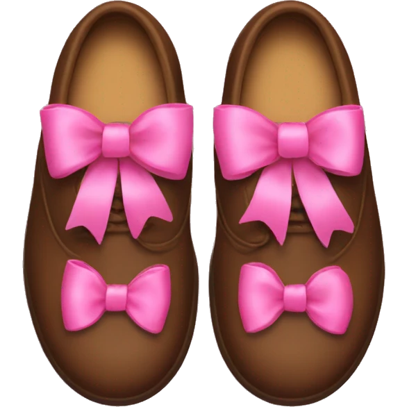 Brown shoes with a pink bow emoji