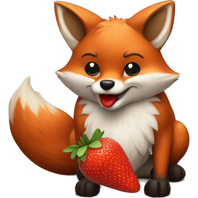 Fox eating strawberry  emoji