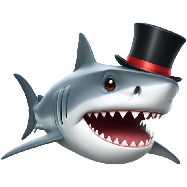 Shark with a top hat emoji