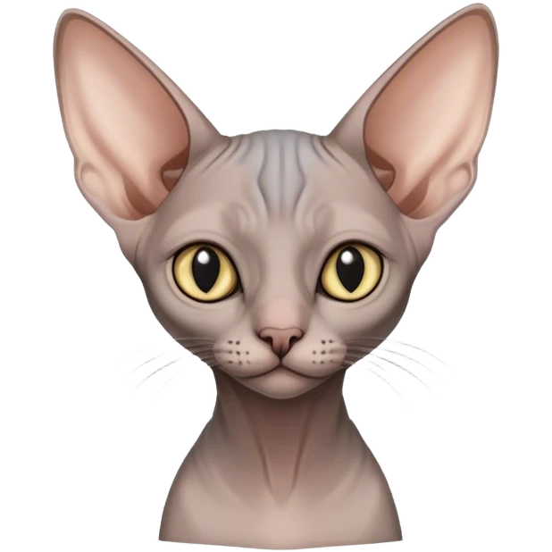 Grey, pixie sphinx cat emoji
