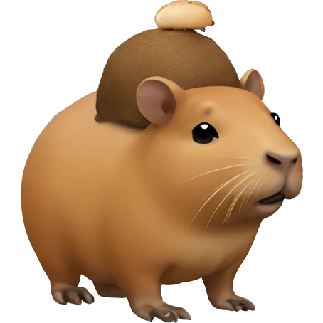 Capybara with a guinea pig on its head emoji