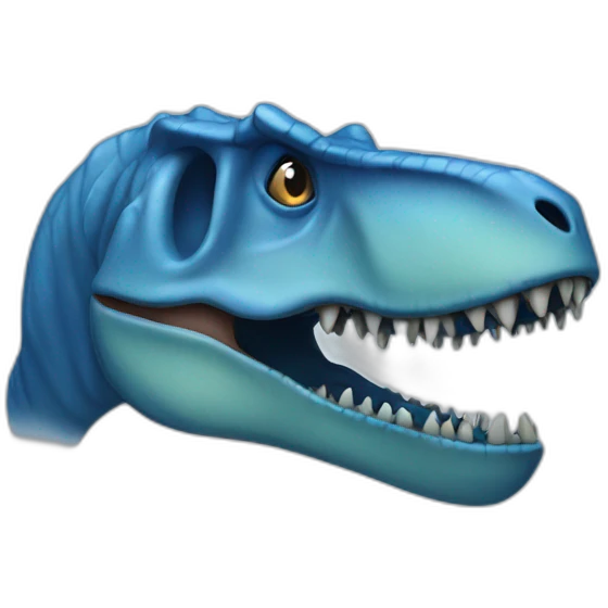 Blue T-rex jawless emoji