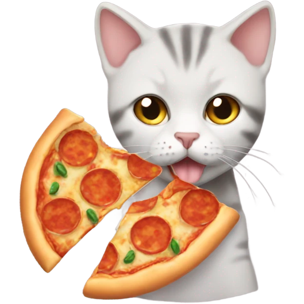 British short hair eating pizza emoji