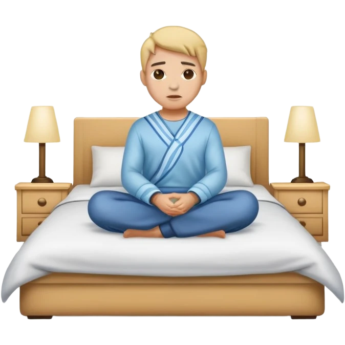 clothed, sitting up in bed criss-cross emoji