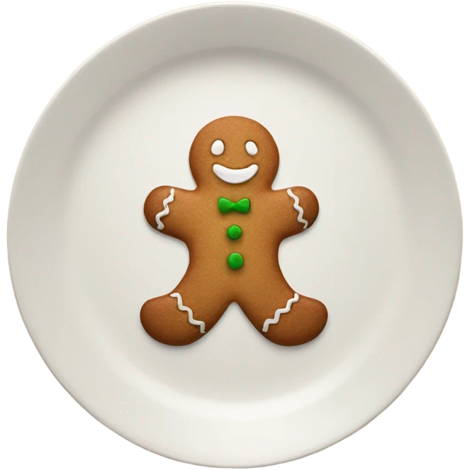plate with gingerbread man on top emoji