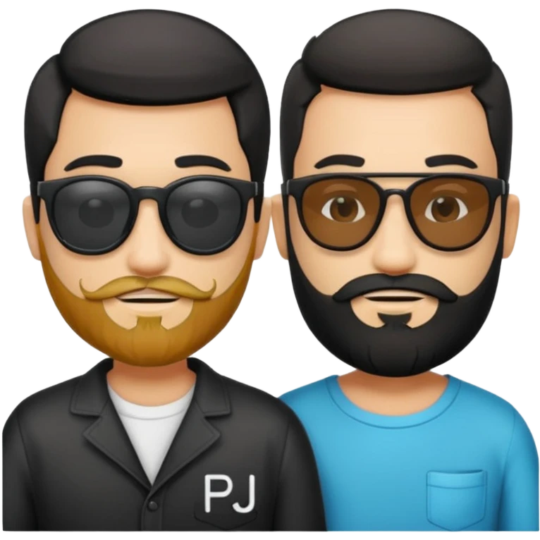 Van u make 2 cool young emojis with shades side by side, both have faded hair, one of them should also have faded beard. Beneath the faded beared emoji should have the initials WQ and the other PJ. black hair and beard emoji