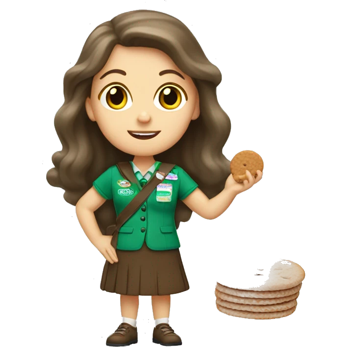 white girl scout selling cookie emoji