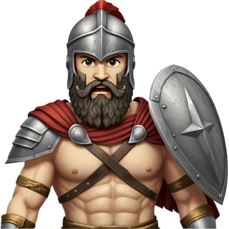 Hyperrealist bearded spartan figth with athenian emoji