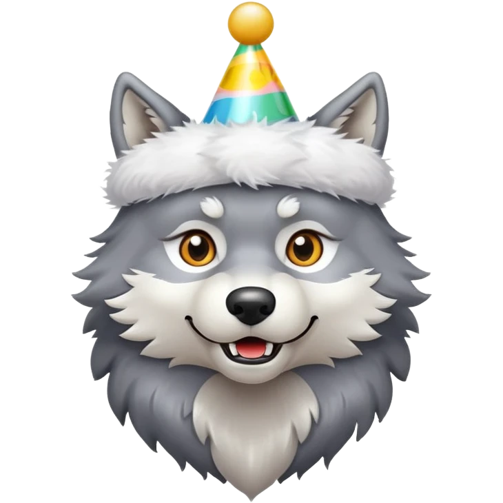 wolf with birthday cap emoji