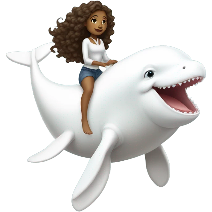 Brown girl riding a beluga whale emoji