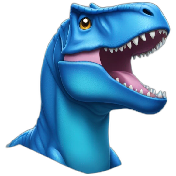 Blue T-rex without jaw emoji
