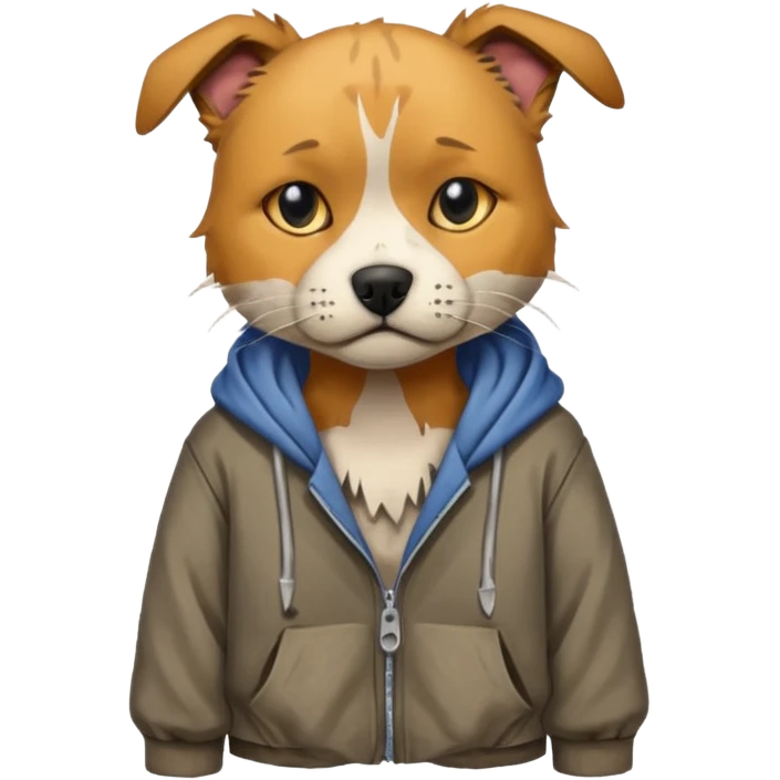 homeless dog cat with torn clothes


 emoji