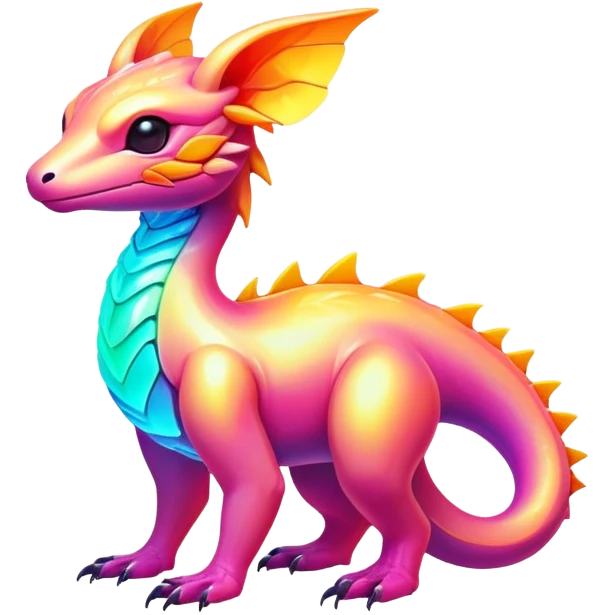 Exotic futuristic lush warm-colored neon Fakémon-Fionbri-creature emoji