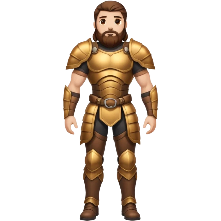 full body man long brown hair brown eyes medium beard white skin muscular build beetle shell armor emoji
