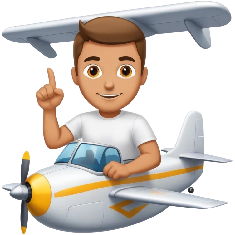 Man in white Tshirt driving a plane with a banner that says ARR emoji