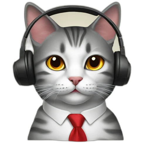 cat with red tie and headphone emoji