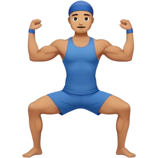 buff man with blue short Crescent Lunge yoga emoji