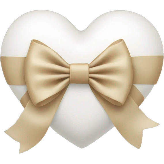 white heart with beige bow emoji