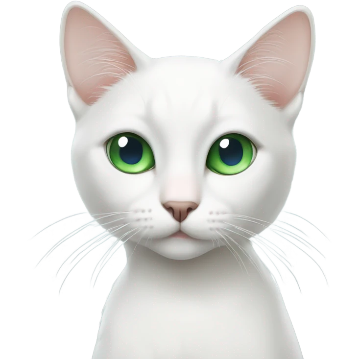 skinny white cat with one blue eye one green eye emoji