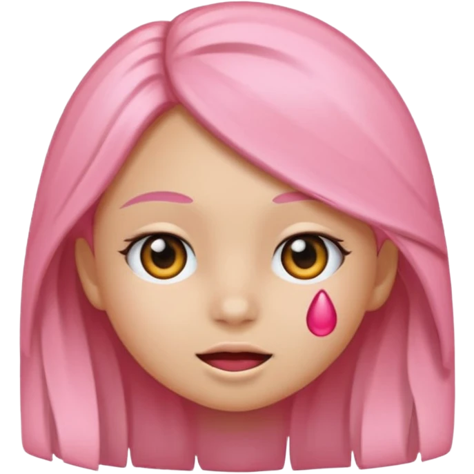 Quiero un emoji de niña piel blanca cachetes rosados y pecas en su rostro cabello negro y largo. Y que este guiñando el ojo emoji
