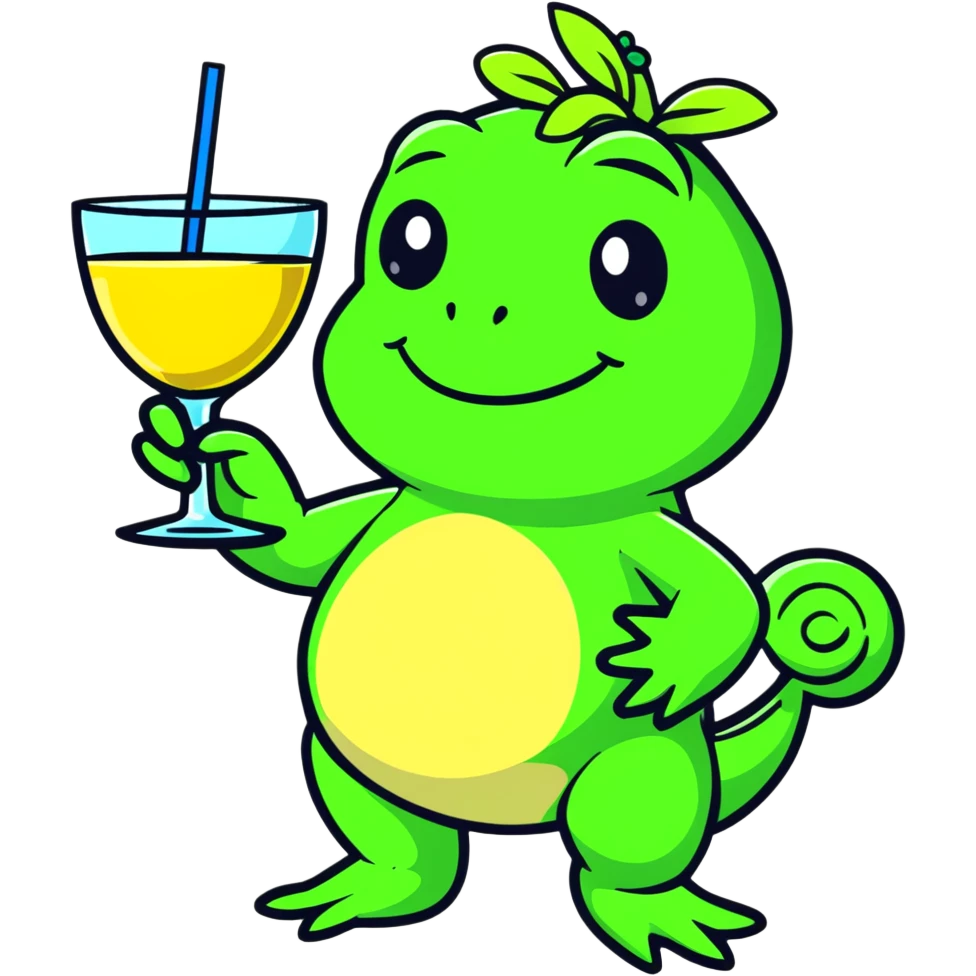 happy frog with a cocktail emoji