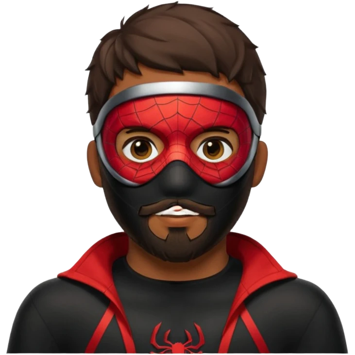 Miles Morales with beard, and eye mask emoji