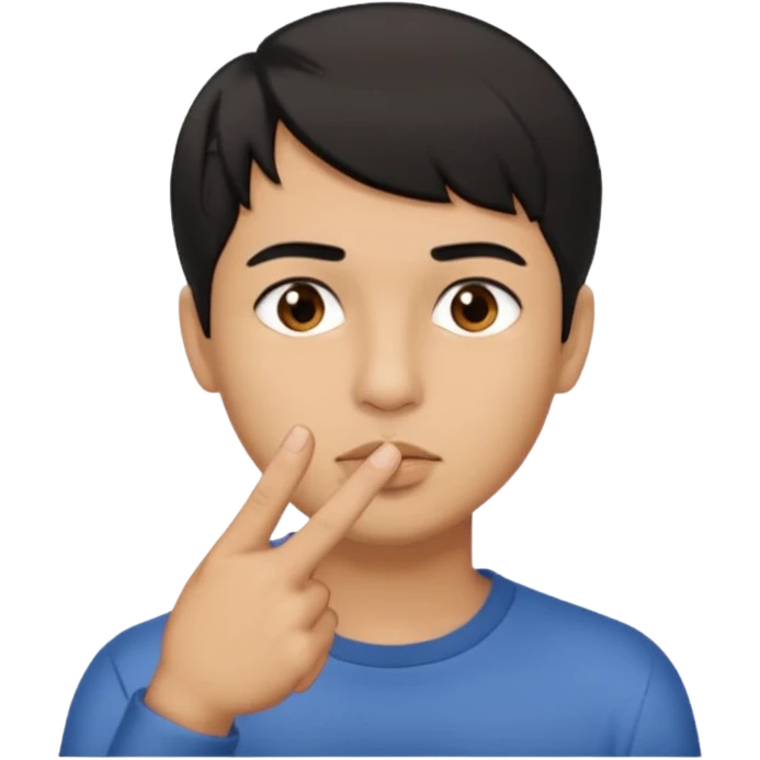 Man making silence emoji