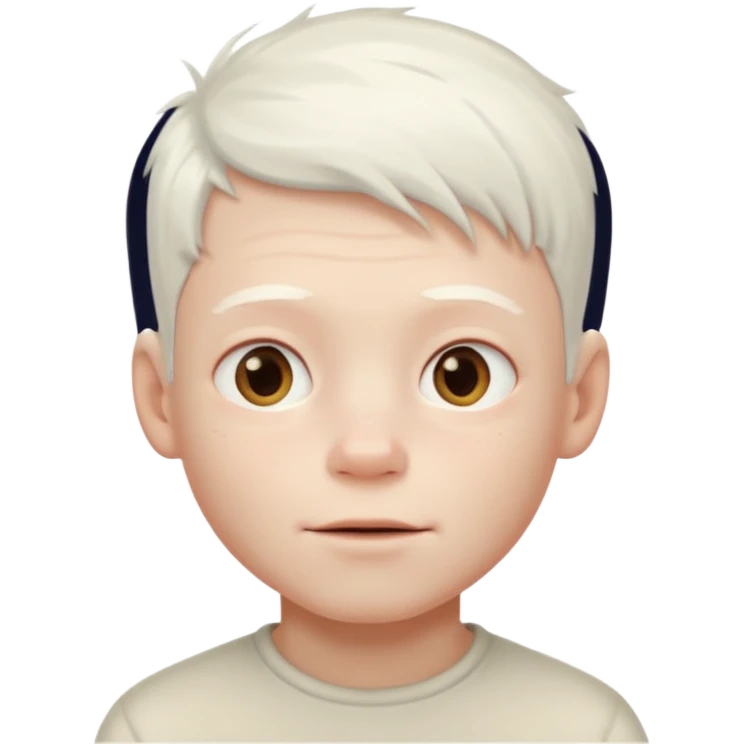 albino junge mit weißem haar und heißer haut ohne sommersprossen emoji