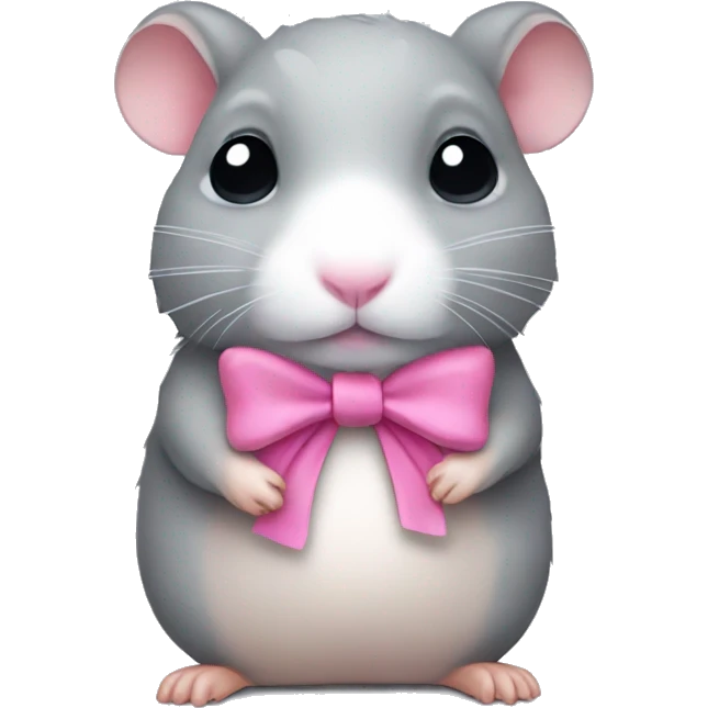Sad grey hamster with pink bow  emoji