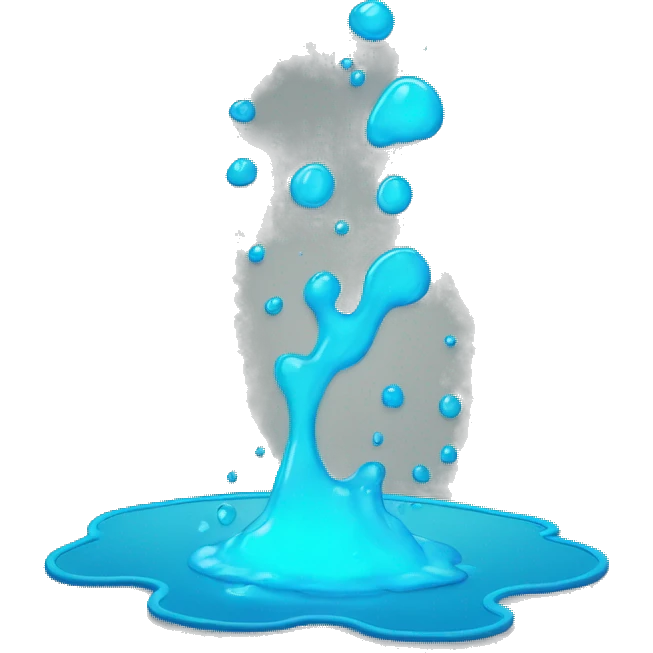 Glowing Cyan blue paint splashed puddle  emoji