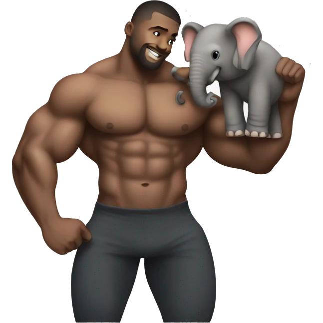 Muscle guy with a elephant  emoji