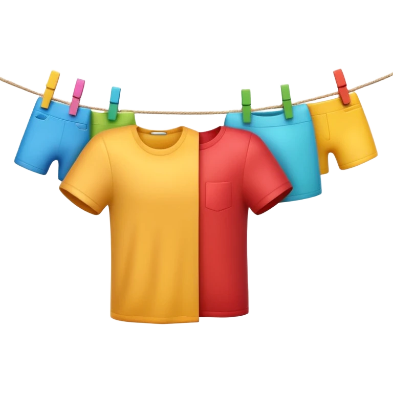 Apple-style 3D emoji of a single human hand hanging a colorful piece of clothing on a clothesline using a clothespin, close-up view, soft shadows, bright and cheerful atmosphere, clean white background.


 emoji
