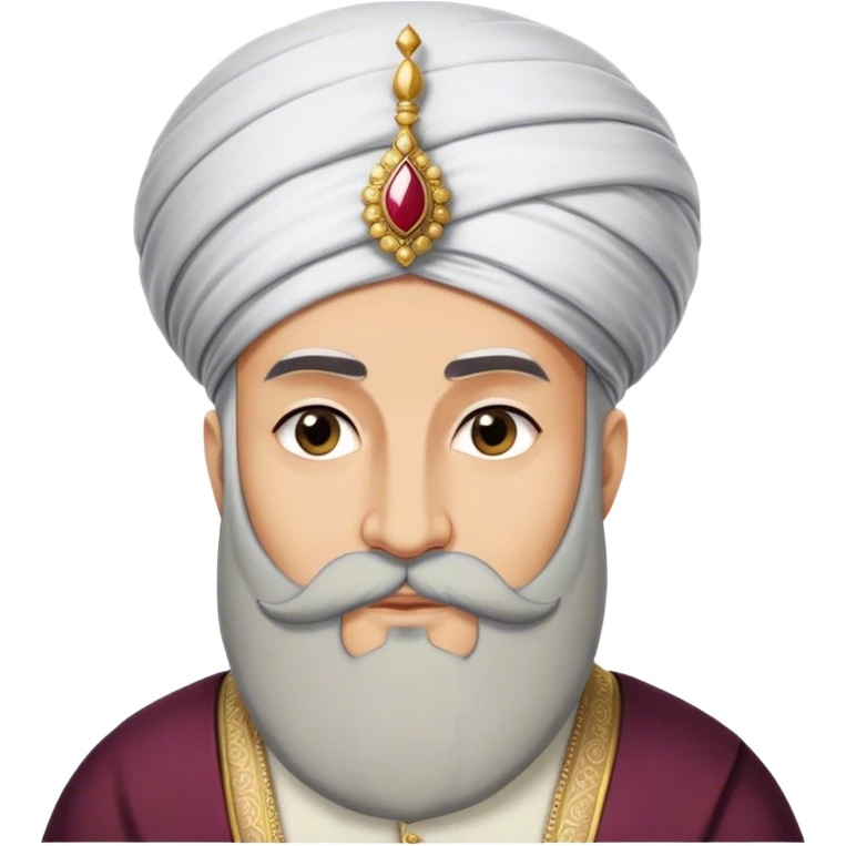 ​Cinematic Realistic Portrait of Suleiman the Magnificent, depicted as a regal Ottoman sultan adorned with a large, white, round, tall turban and a majestic grey beard, his commanding gaze bathed in warm, historic lighting that exudes timeless authority and grandeur, emoji