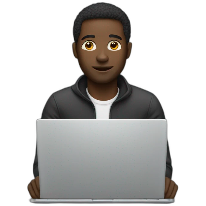 black man behind laptop emoji