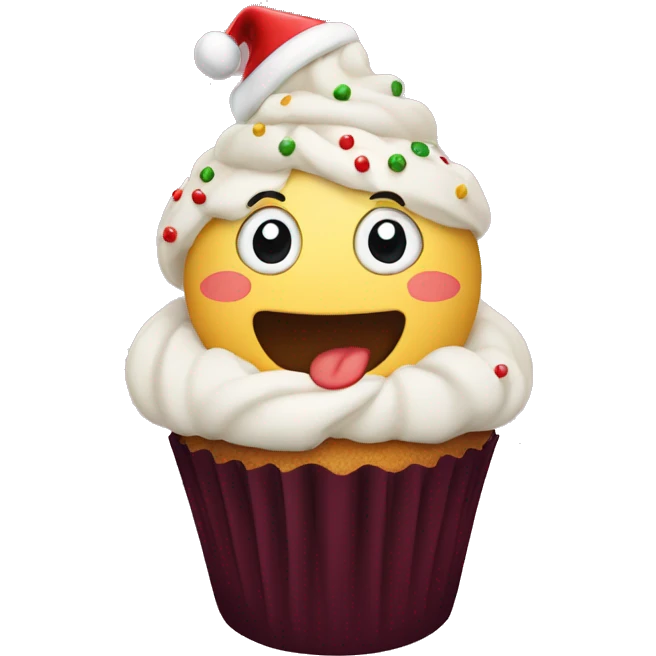 Happy Christmas cupcake emoji
