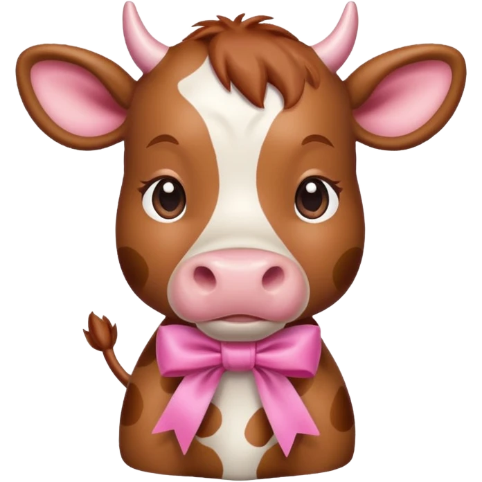 Pink cow with ribbon emoji