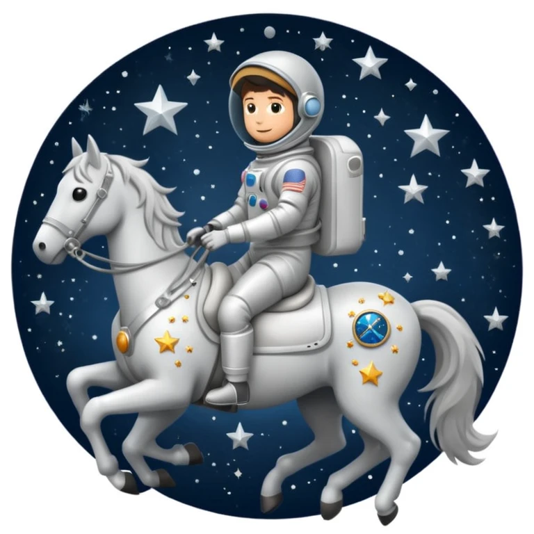 astronaut on horseback with stars in background emoji