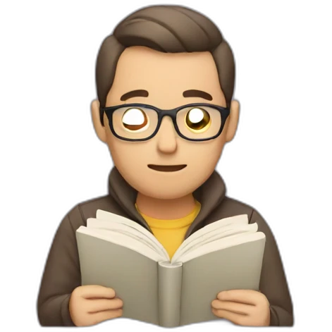 man getting intelligent by reading book emoji